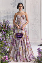 Corset Lehenga Lilac Steel
