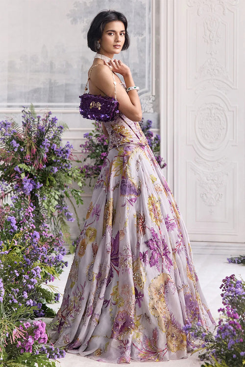 Corset Lehenga Lilac Steel