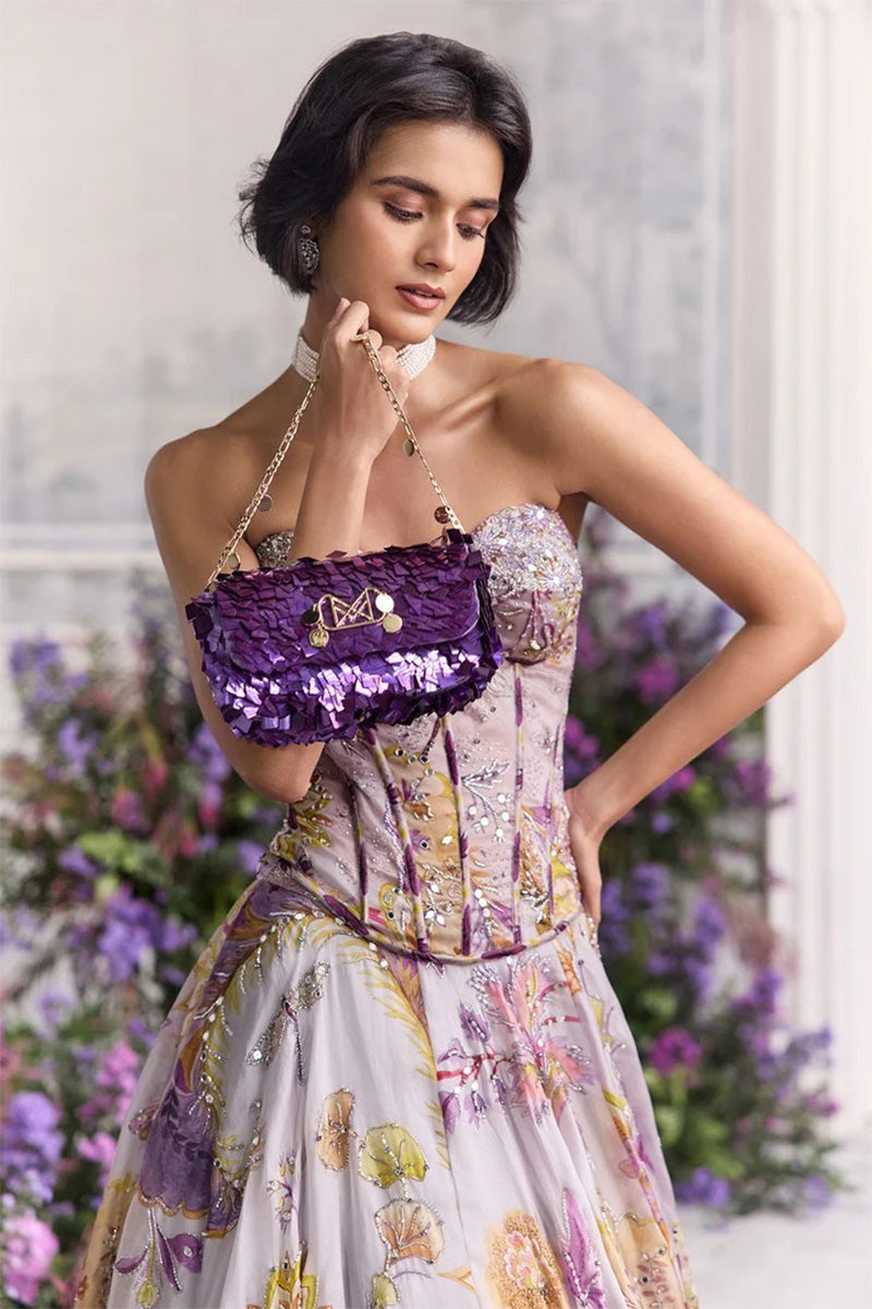 Corset Lehenga Lilac Steel