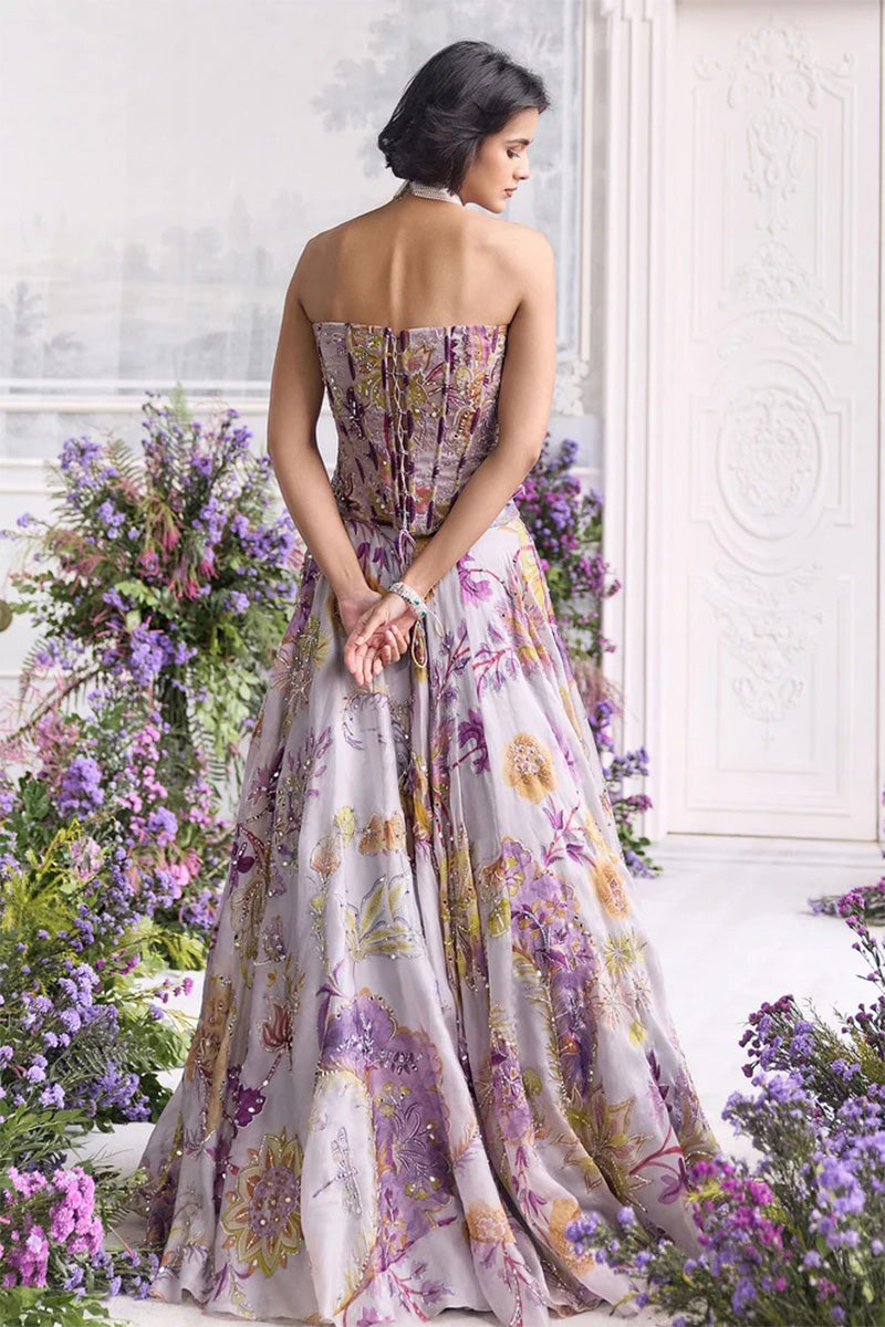 Corset Lehenga Lilac Steel