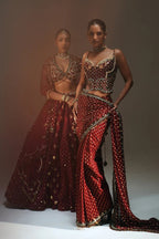Draped Saree Corset Sindoori Red
