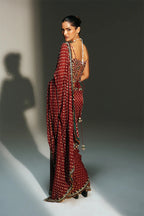 Draped Saree Corset Sindoori Red