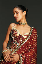 Draped Saree Corset Sindoori Red
