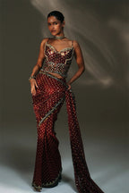 Draped Saree Corset Sindoori Red