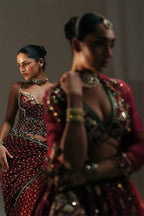 Draped Saree Corset Sindoori Red