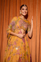 LEHENGA BLOUSE DUPATTA KESAR