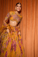 LEHENGA BLOUSE DUPATTA KESAR