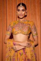 LEHENGA BLOUSE DUPATTA KESAR