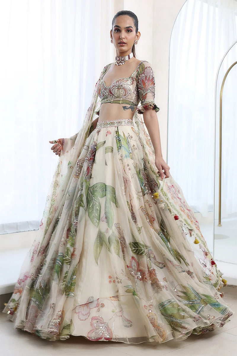 Lehenga Blouse Dupatta Ivory-Multi
