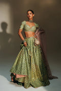 Lehenga Blouse Dupatta Pista-Green-Blush-Pink