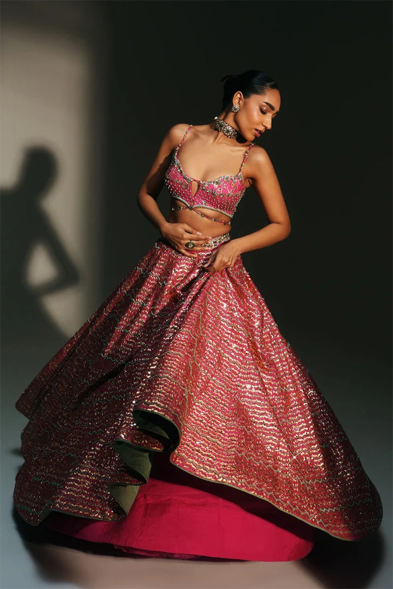 Lehenga Blouse Dupatta Rani Pink