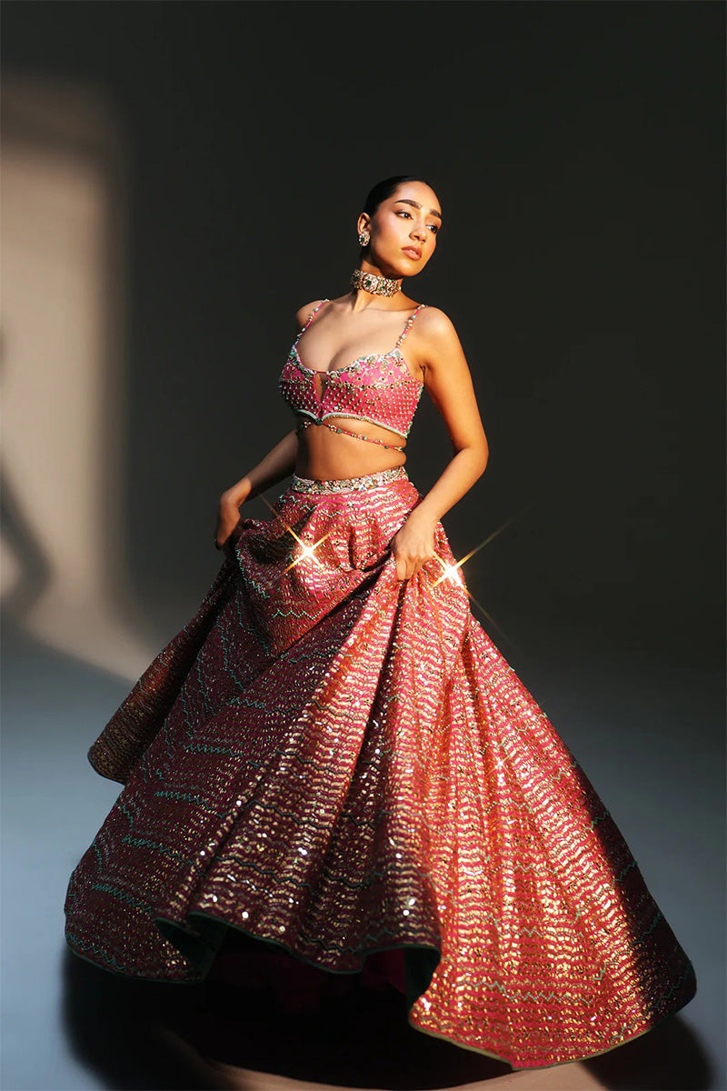 Lehenga Blouse Dupatta Rani Pink