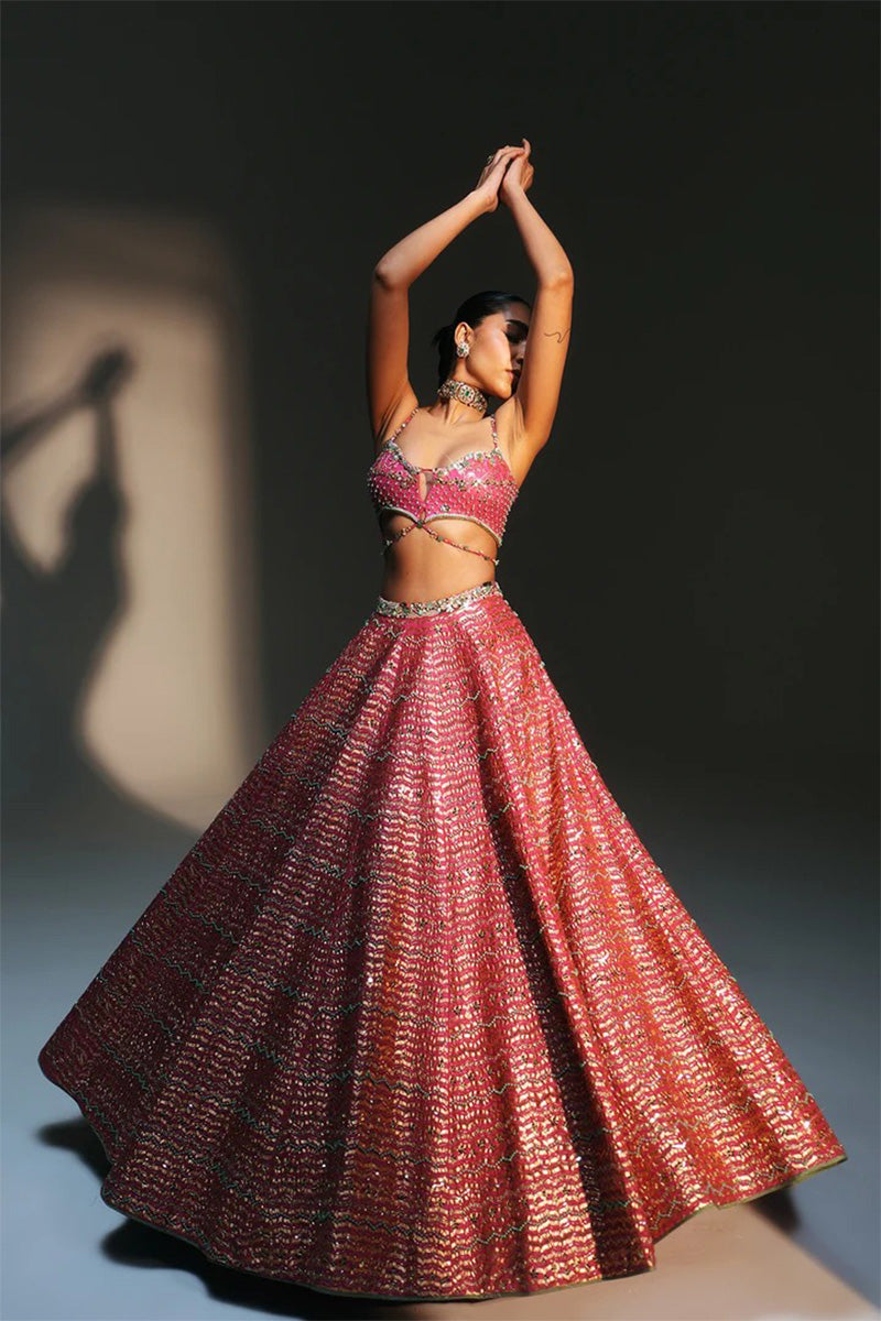 Lehenga Blouse Dupatta Rani Pink