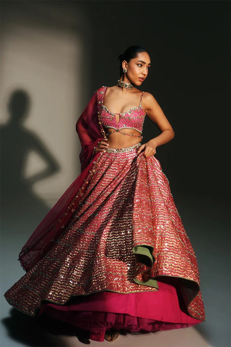 Lehenga Blouse Dupatta Rani Pink
