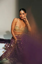 Lehenga Blouse Dupatta Grapevine-Gold