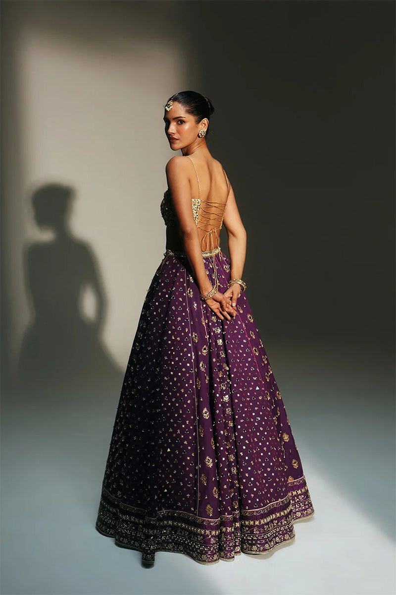 Lehenga Blouse Dupatta Grapevine-Gold