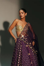 Lehenga Blouse Dupatta Grapevine-Gold