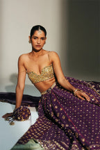 Lehenga Blouse Dupatta Grapevine-Gold