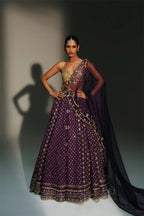 Lehenga Blouse Dupatta Grapevine-Gold