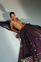 Lehenga Blouse Dupatta Grapevine-Gold