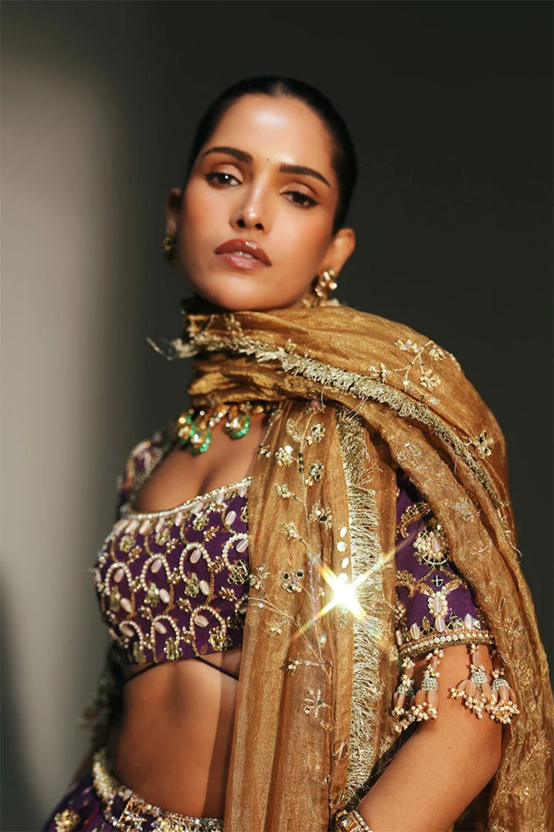 Lehenga Blouse Dupatta Grape Vine