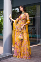 SHARARA DUPATTA PEPLUM YELLOW