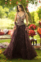 Skirt Corset Dupatta Burgundy