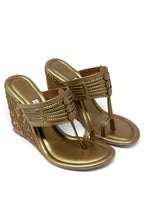 Dull Gold Wedge Heels