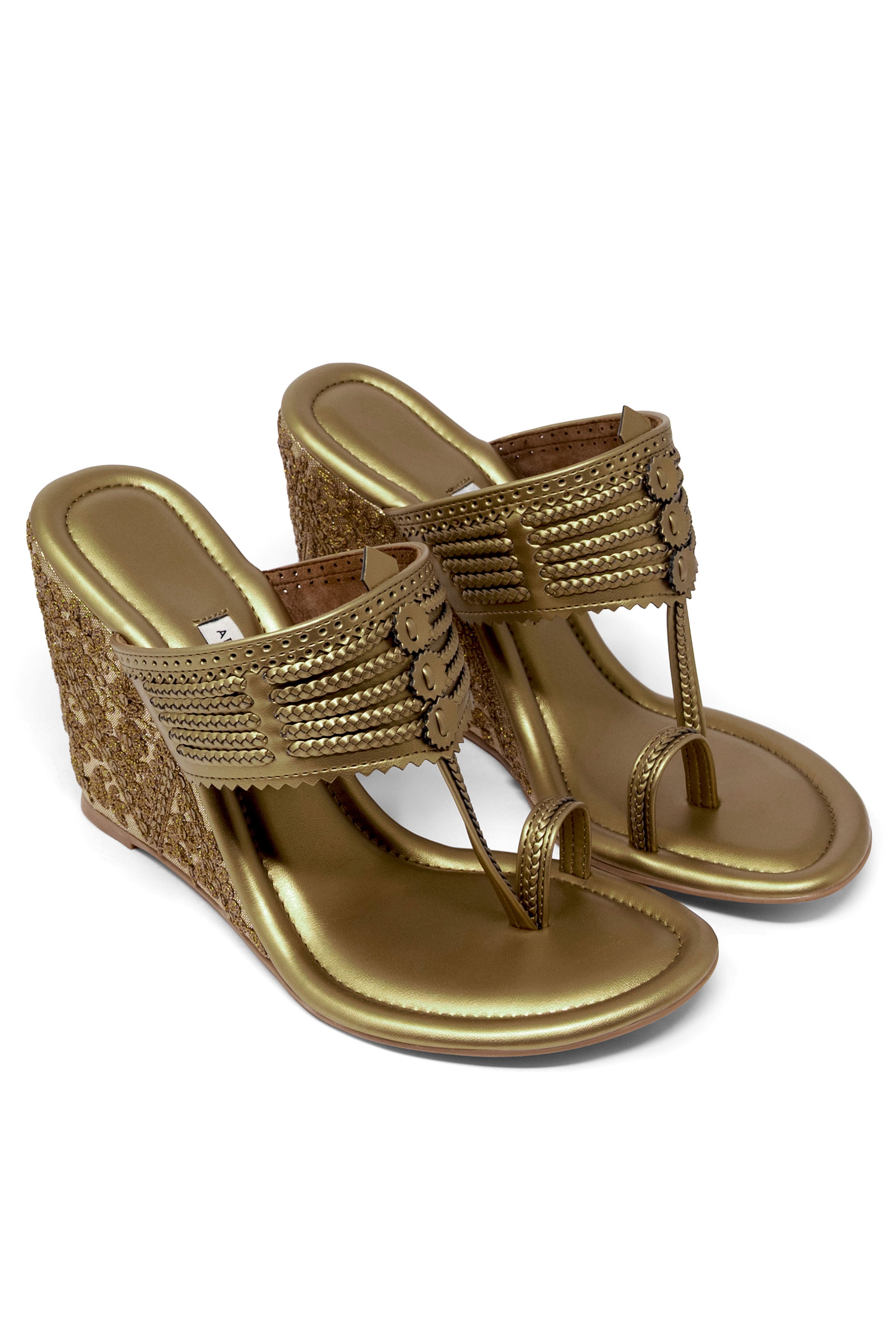 Dull Gold Wedge Heels