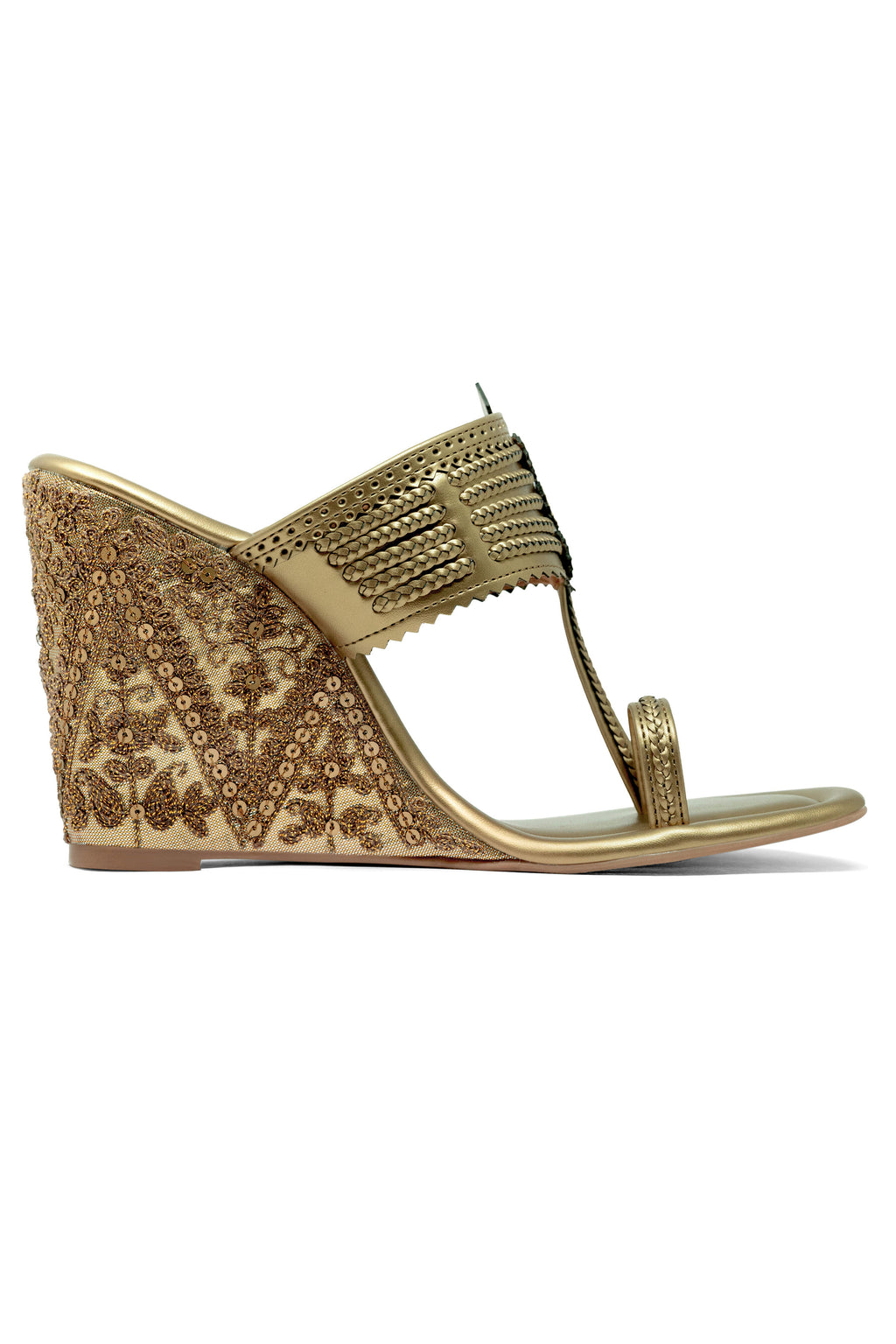 Dull Gold Wedge Heels