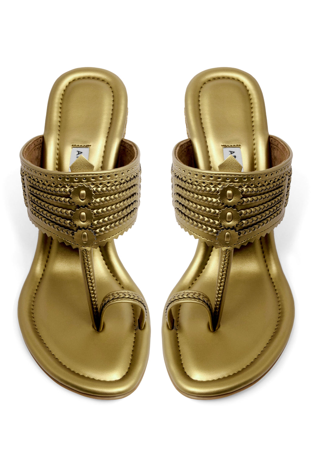 Dull Gold Wedge Heels