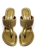 Dull Gold Wedge Heels
