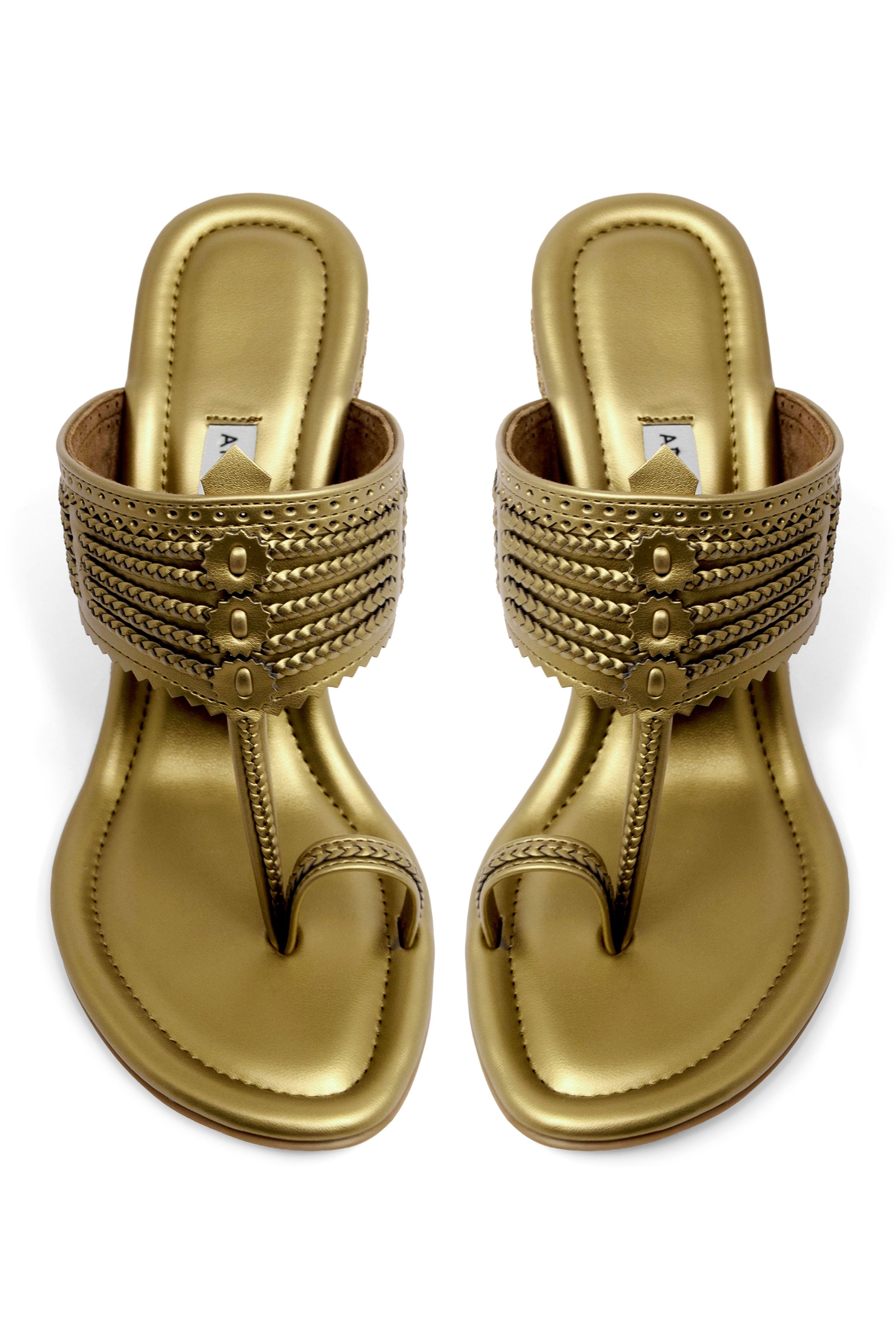 Dull Gold Wedge Heels