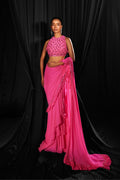 DRAPE SAREE BLOUSE FUCHSIA PINK