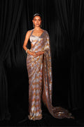 SAREE BLOUSE FAB PCOAT FAB GREY SILVER GOLD