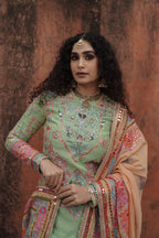 KURTA PANT DUPATTA GREEN PURPLE