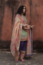 KURTA PANT DUPATTA GREEN PURPLE