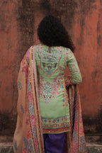 KURTA PANT DUPATTA GREEN PURPLE