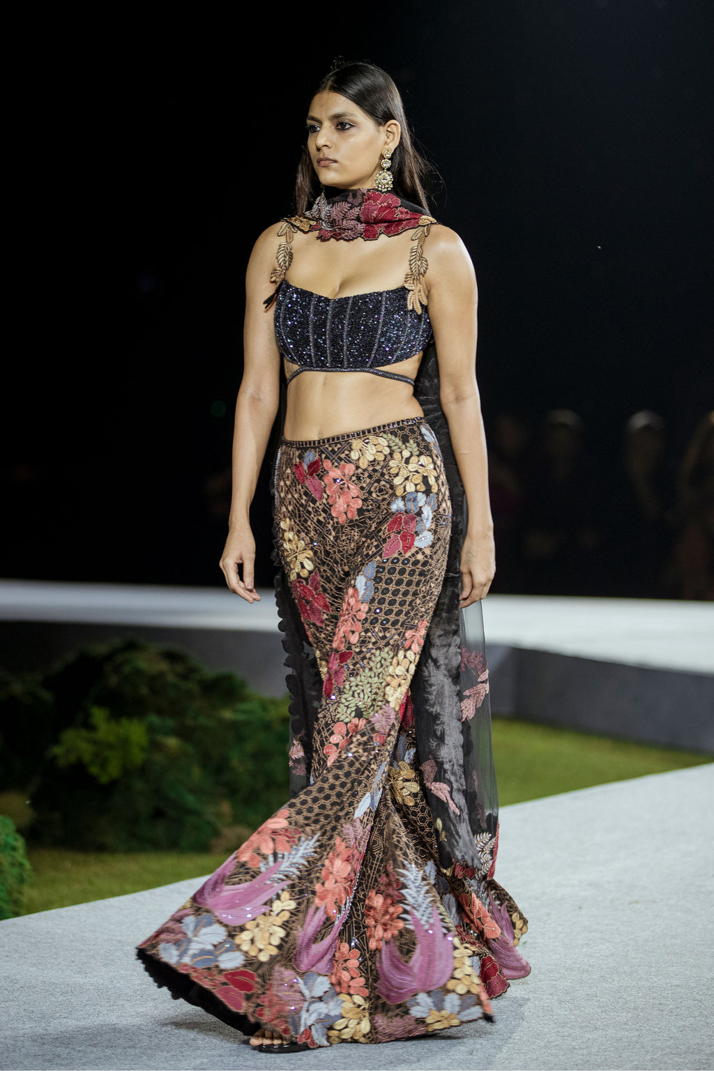Corset Pant Dupatta Black
