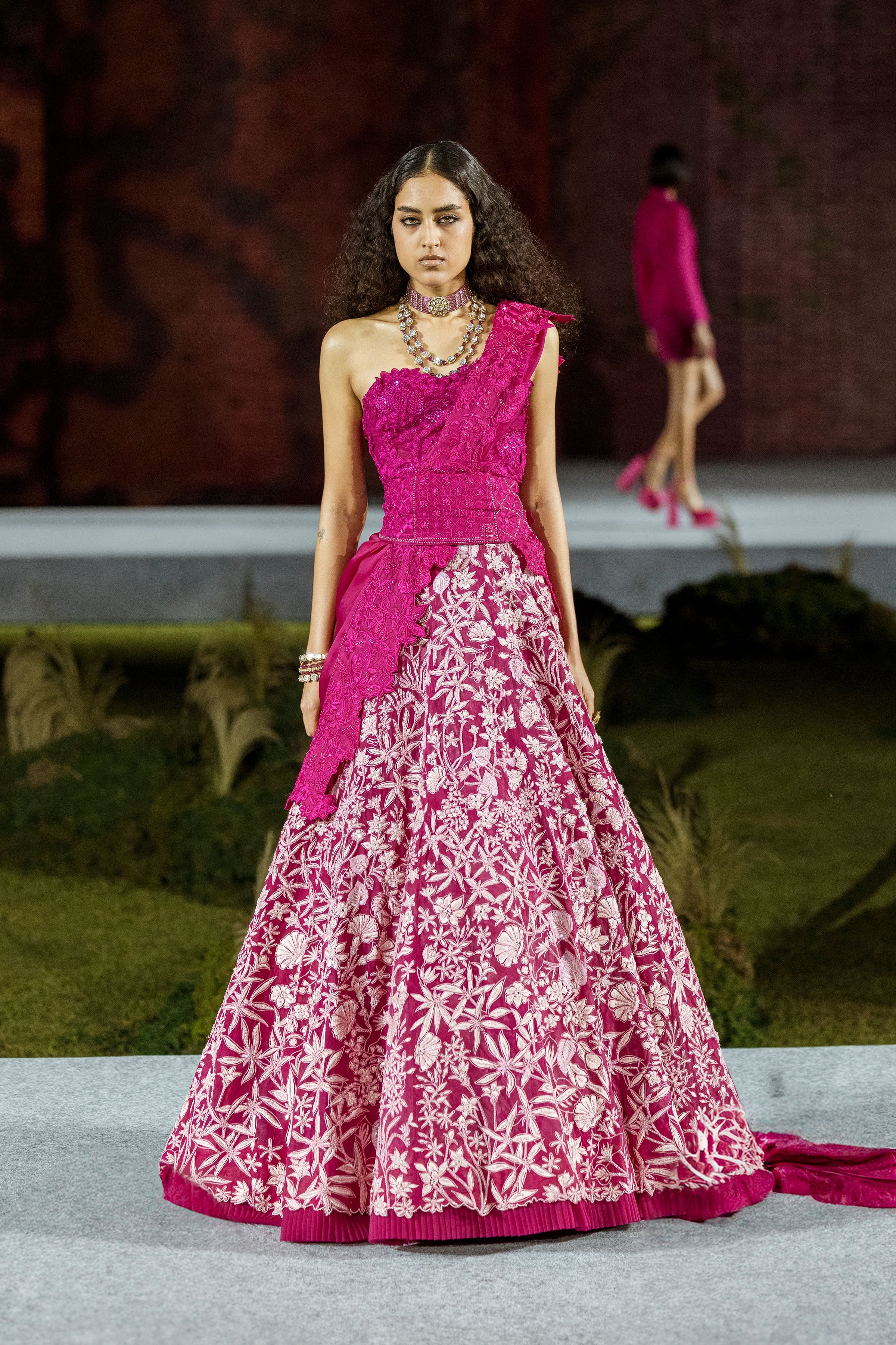 Lehenga Corset Dupatta Fuchsia