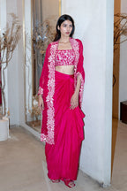 SKIRT BUSTIER CAPE FUCHSIA