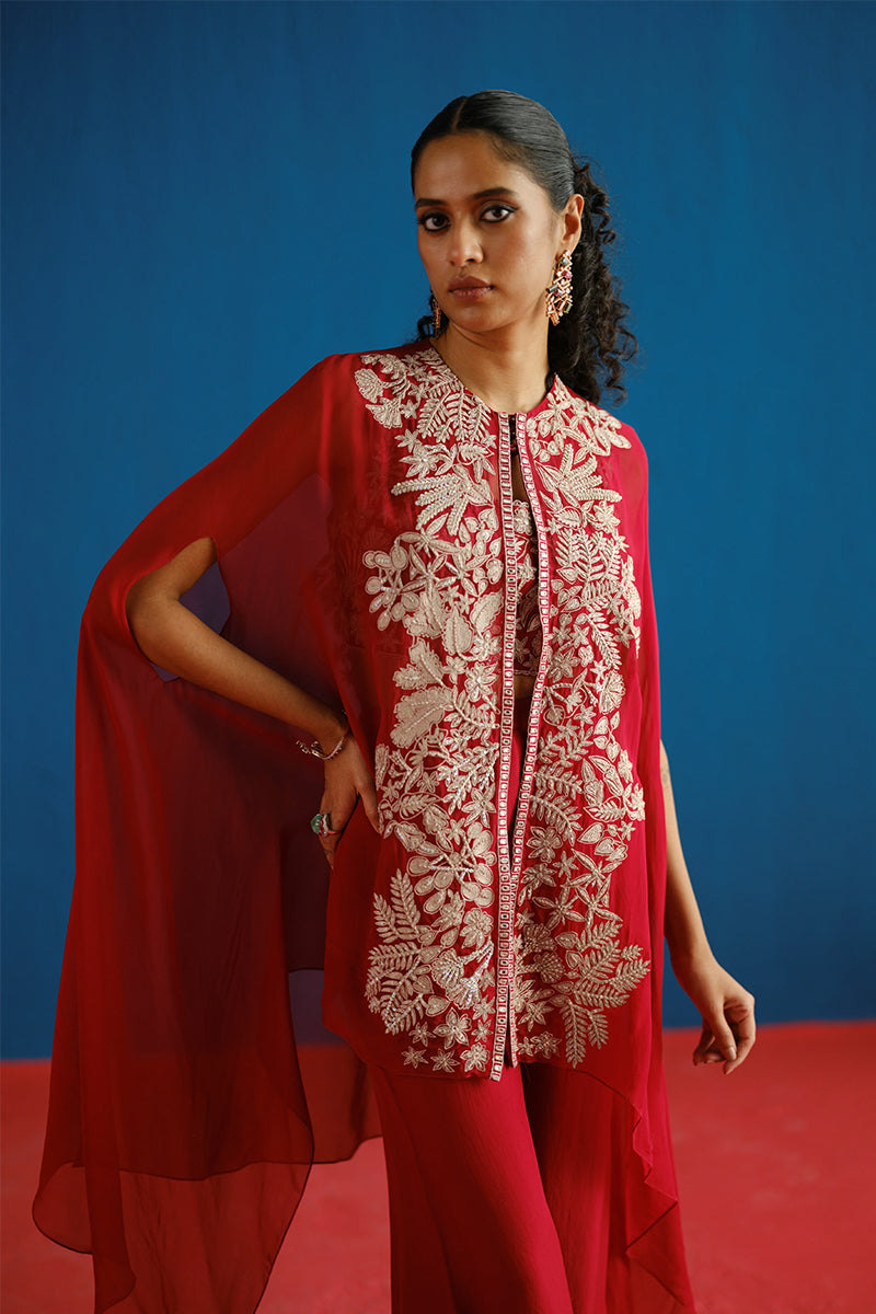 CAPE PANT BUSTIER RED
