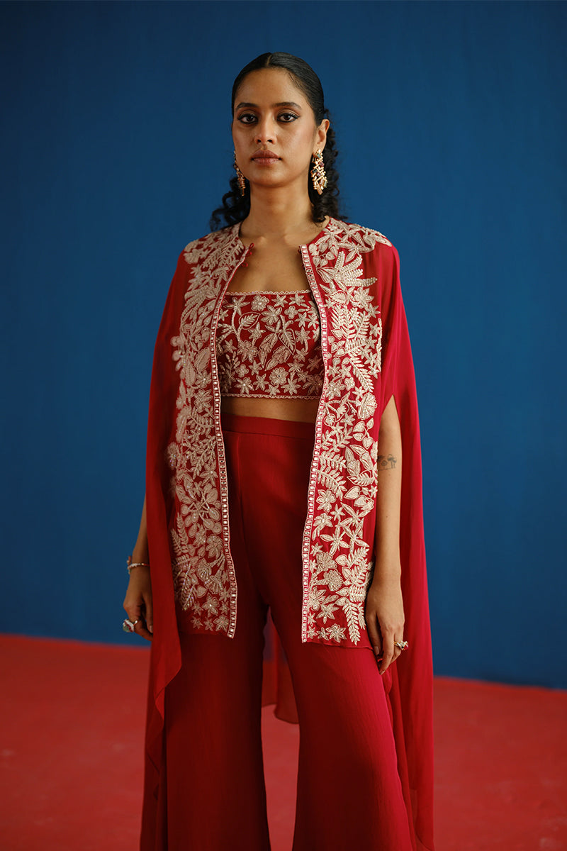 CAPE PANT BUSTIER RED