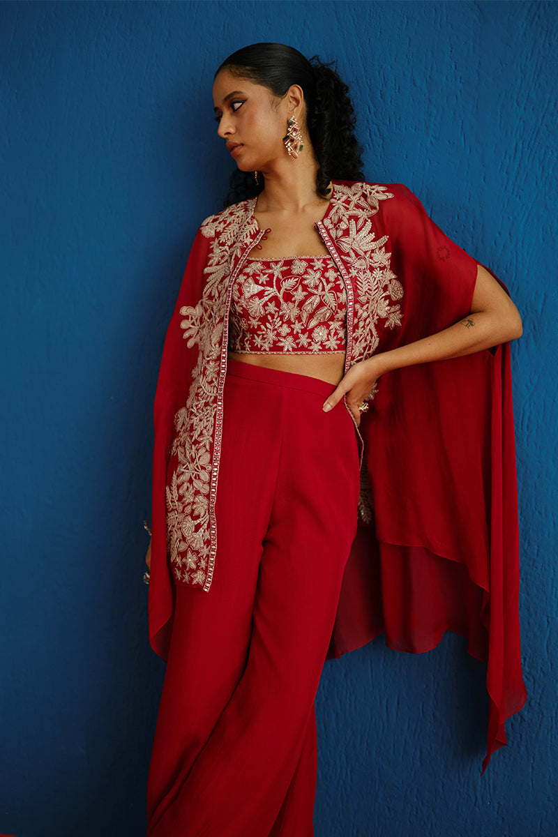 CAPE PANT BUSTIER RED