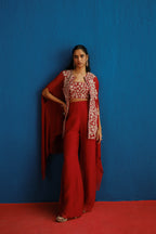 CAPE PANT BUSTIER RED