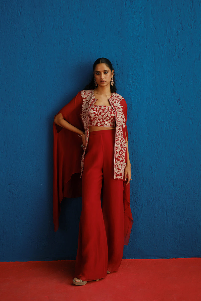 CAPE PANT BUSTIER RED