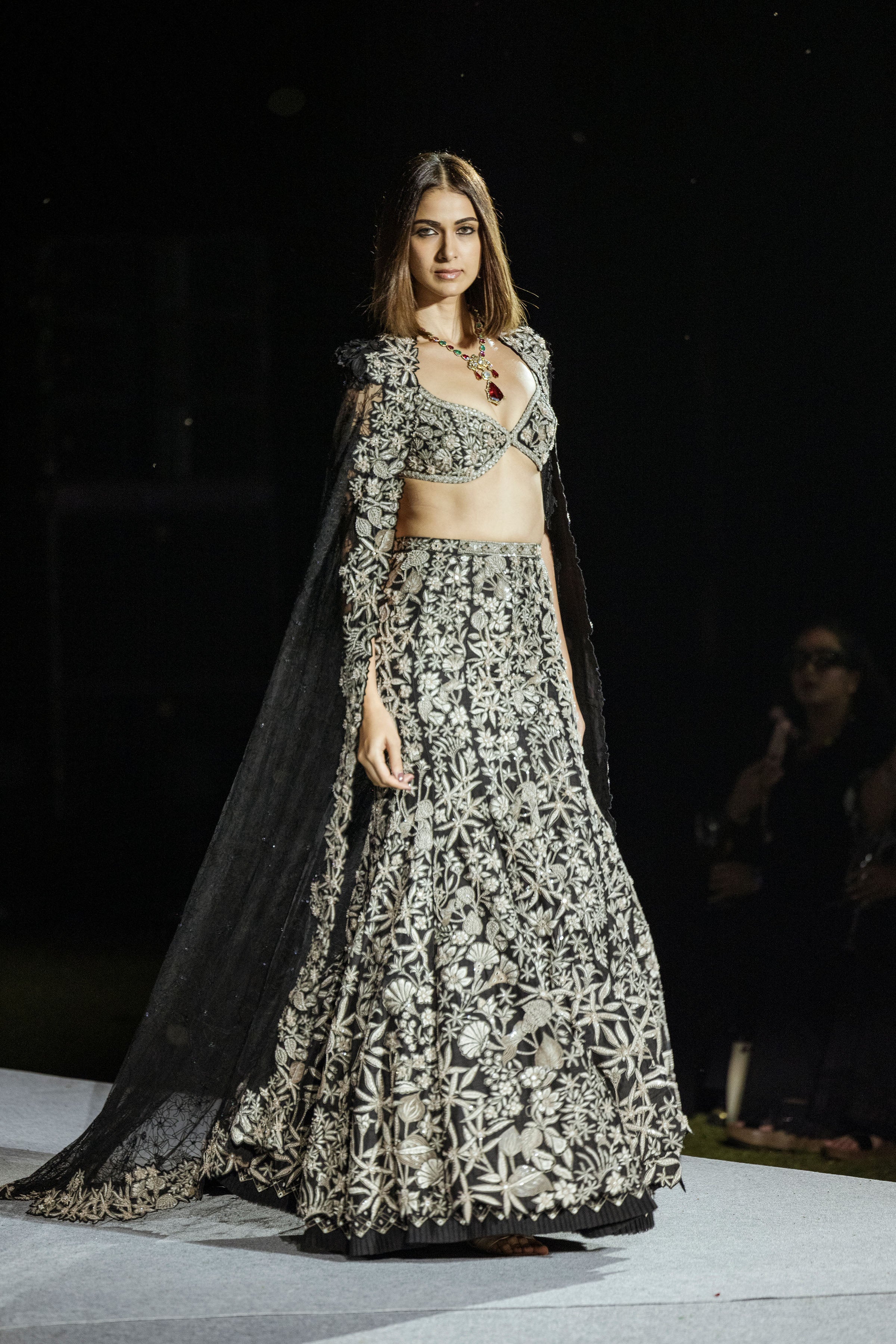 Lehenga Corset Cape Black