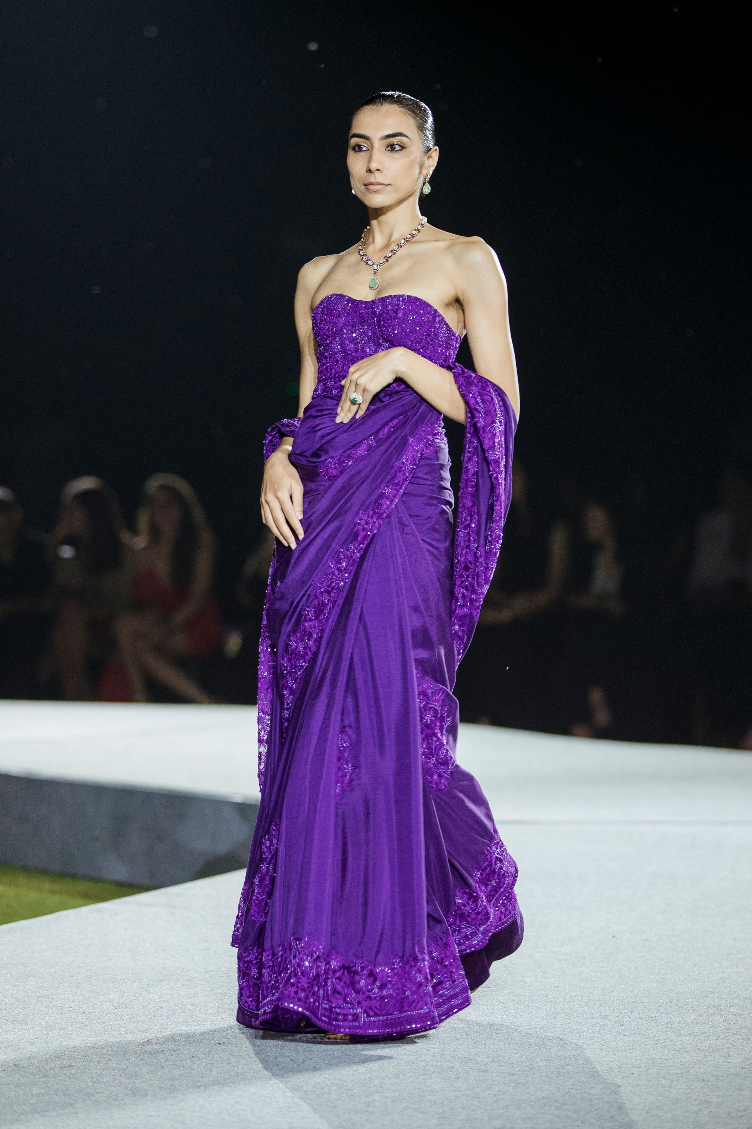 Draped Saree Corset Purple