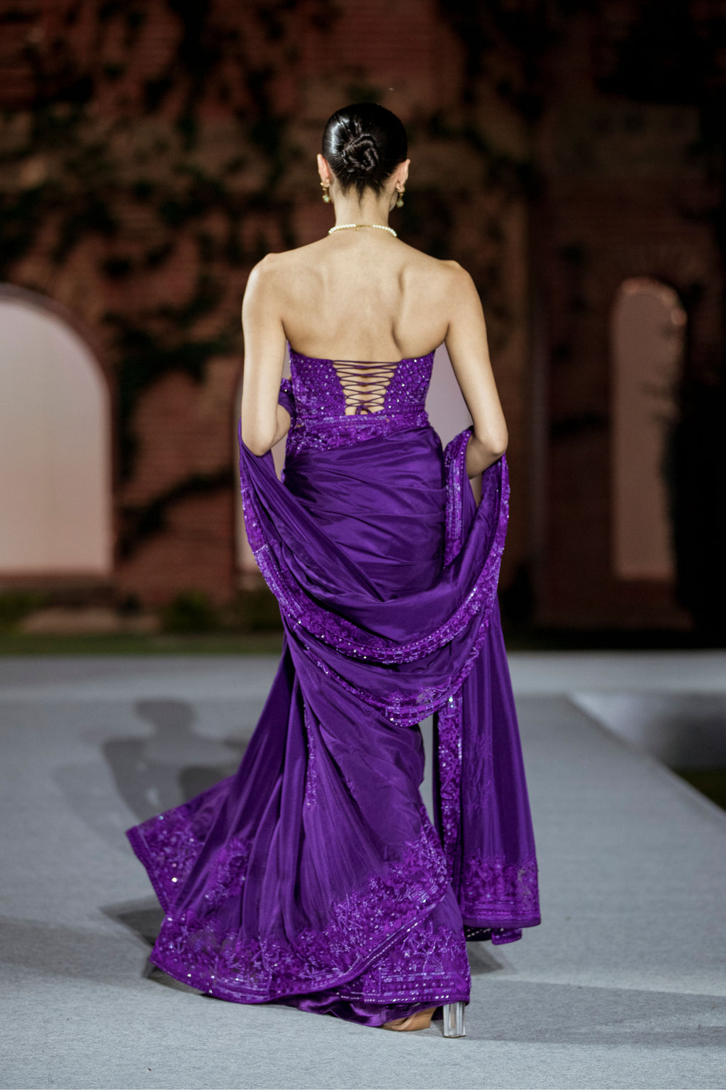 Draped Saree Corset Purple