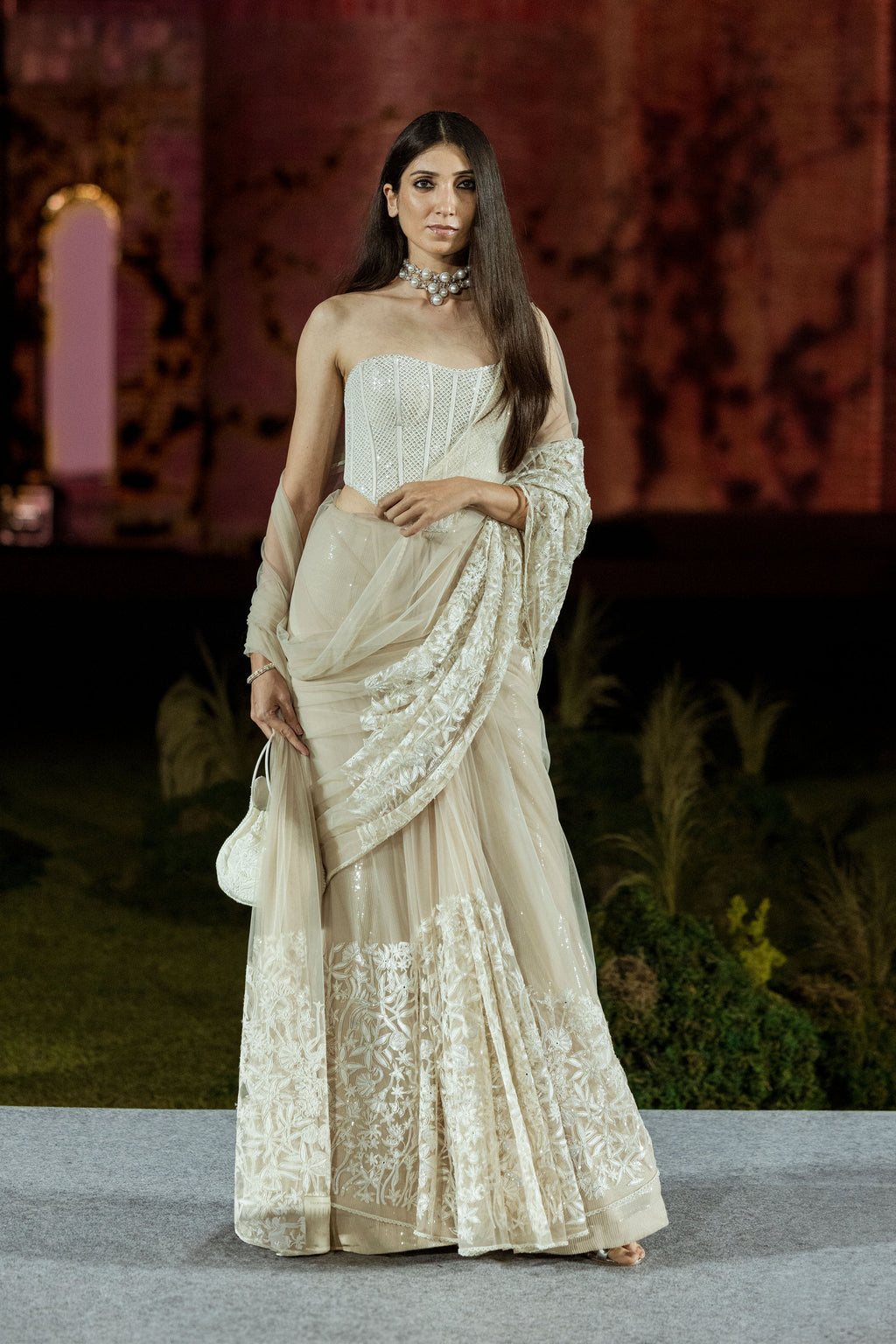 Draped Saree corset Champagne